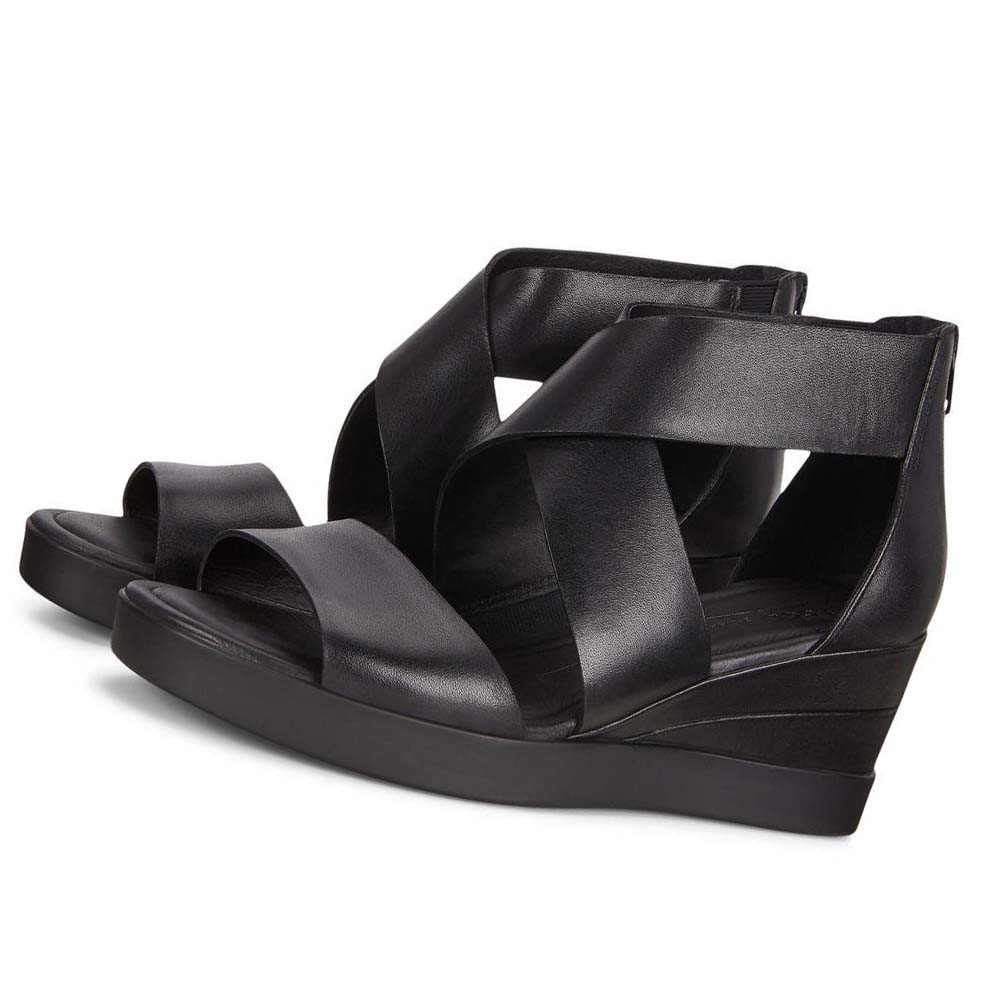 Women's Ecco Shape Wedge Plateaus Sandals Black | USA 190TCE